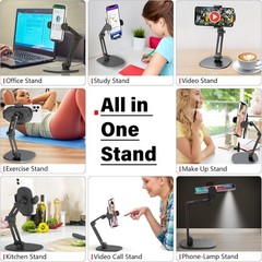 Phone Stand for Desk Adjustable Height 360 Degree Rotation Thick Case Friendly