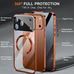 Magnetic Privacy Case for iPhone 17 Pro Max, Full Body Shockproof Metal Bumper