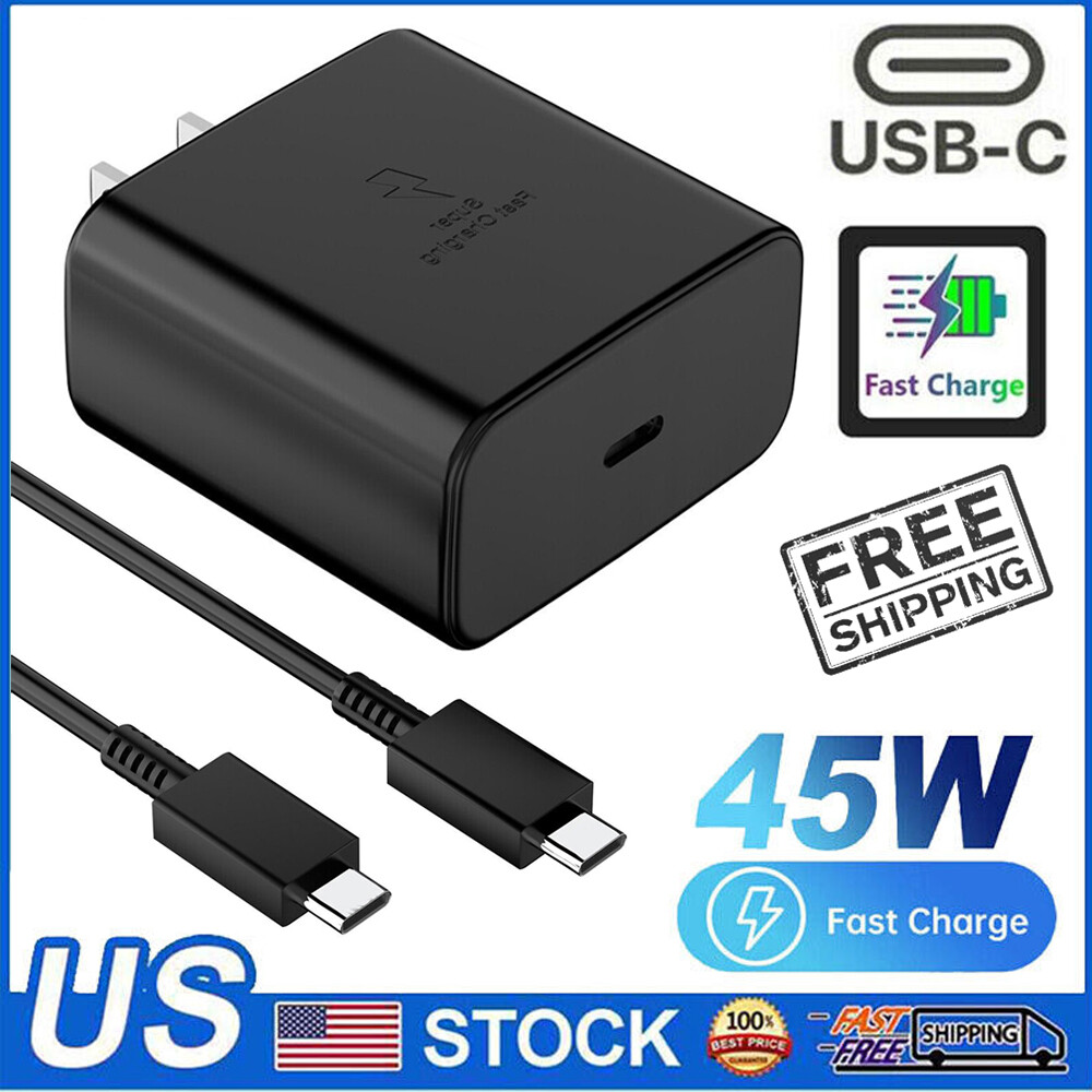 ⚡45W USB-C Super Fast Wall Charger Type C Charging Cable For Samsung S24/S22/S23