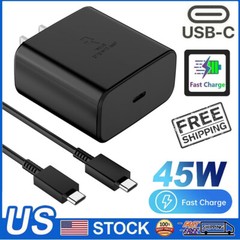 ⚡45W USB-C Super Fast Wall Charger Type C Charging Cable For Samsung S24/S22/S23