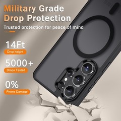 For Samsung Galaxy S26 Ultra Case w/ Matte Magnetic Shockproof Phone Cover Black