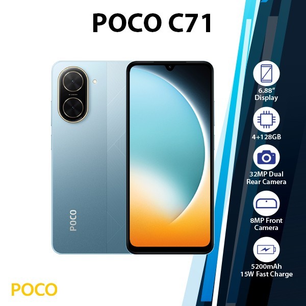 Xiaomi POCO C71 Android Cell Phone (NEW/4GB+128GB/BLUE/Dual SIM/Unlocked)