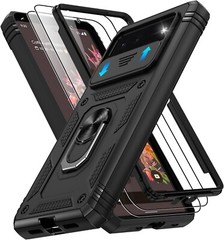 for Google Pixel 6 Case with 2 Screen Protector, Military Class with 360-Black