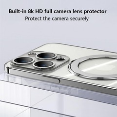 Magnetic for iPhone 16 Pro Max Case Clear Invisible Ring Stand Built-in Camera L