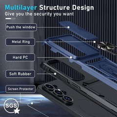 Heavy Duty Blue Case for Samsung Galaxy S26 Ultra with Slide Camera Cover & Kick