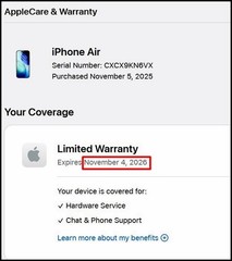 Apple iPhone Air 256Gb PARTS ONLY – BH: 100%- CC:95 w Apple Care – Excellent!