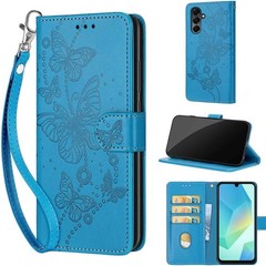 Women’s Flip Folio Cover Wallet Case for Samsung Galaxy A16 5G, Blue Butterfly D