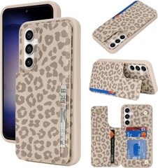 Samsung Galaxy S23 FE Case with Card Holder, Wallet Case for Women Men (Beige Le