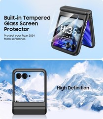 Slim Fit Hard Phone Cover for Motorola Razr 2024, Full Body Shockproof Case, Bla