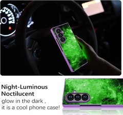 Slim Protective Case for Samsung Galaxy Z Fold 7, Purple Nebula Glow in Dark Des