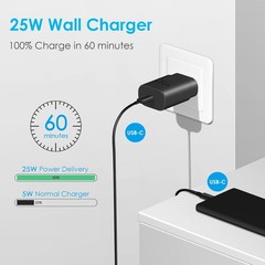 25W USB-C Fast Charger Block for Galaxy S24/S23, Pixel 8/7, iPhone 17/16/15