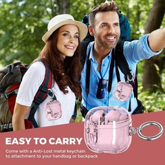 Samsung Galaxy Bud 3 Pro Case Clear Lock Clip with Cleaner Kit, Glitter Pink