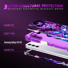 Galaxy A16 5G Case, Glow in The Dark Three Layer Heavy Duty Shockproof Protectio