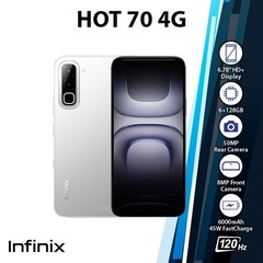 Infinix Hot 70 Android Cell Phone (6GB+128GB/SILVER/Dual SIM/Unlocked)