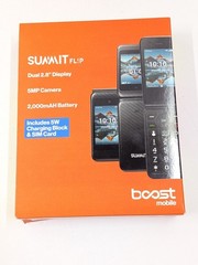Boost Mobile Prepaid Summit Flip Phone, 8GB Black Sim-Included, New Sealed