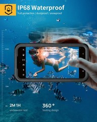 IP68 Rugged Waterproof and Dustproof Case for Samsung Galaxy A35 5G, Black/Clear
