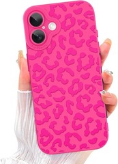 iPhone 17 Case Hot Pink Leopard Pattern Phone Case with Camera Protection, Soft