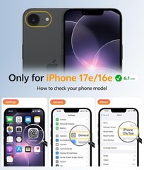 Case & Screen Protector for iPhone 17e 16e Translucent Matte Military Grade Blac