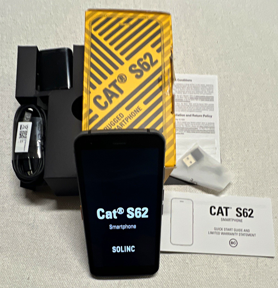 CAT S62 Black Rugged Bar Smartphone 128GB 4G 12MP w/ Box USB Manuals