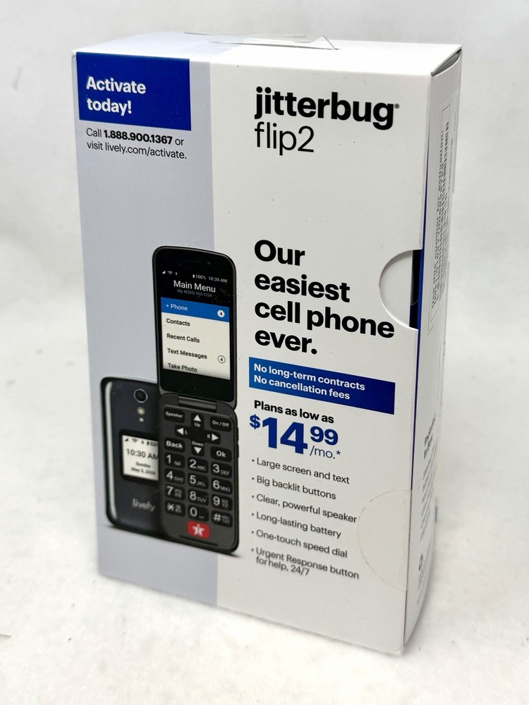Lively Jitterbug Flip2 Cellphone for Seniors Mobile Phone ** GRAY ** BRAND NEW *