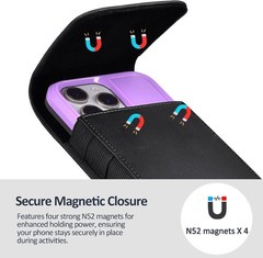 Leather Phone Holster with Strong Metal Belt Clip for iPhone 16/15/14/13/12 Pro