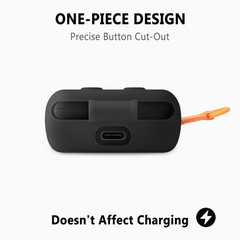 Silicone Case for Skullcandy Dime 3, Protective Cover with Carabiner (Black)