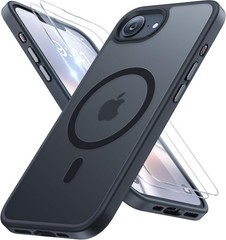 iPhone 16e Case & iPhone 17e Case with 2×9H+ Screen Protectors, Matte Black