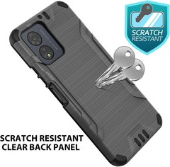 Boost Celero5G SC 2024 Case with Tempered Glass Screen Protector, Shockproof Gra