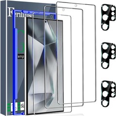 for Samsung Galaxy S24 Ultra Tempered Glass 3 Screen Protector + 3 Camera Lens