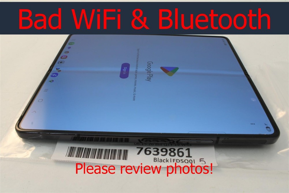 DEFECTIVE Samsung Galaxy Z Fold5 SM-F946U1 1TB Black – Factory Unlocked 7639861