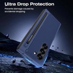 Samsung Galaxy Z Fold 6 Case with Magnetic Hinge & Kickstand – 4-in-1 Blue