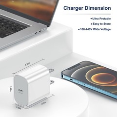 2 Pack 20W USB-C Fast Charger Adapter for iPhone 17 Pro Max/16 Pro Max