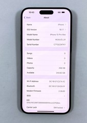 SPRINT TMOBILE Apple iPhone 15 Pro Max 256GB BLACK iOS 18.1 Smartphone MU663LL/A
