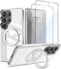 Magnetic Case for Samsung Galaxy S26 Ultra with 360° Rotatable Ring Stand & Tran
