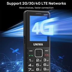 4G LTE Mobile Dual SIM Big Button Phone SOS Keyboard Torch Global UNIWA V2000