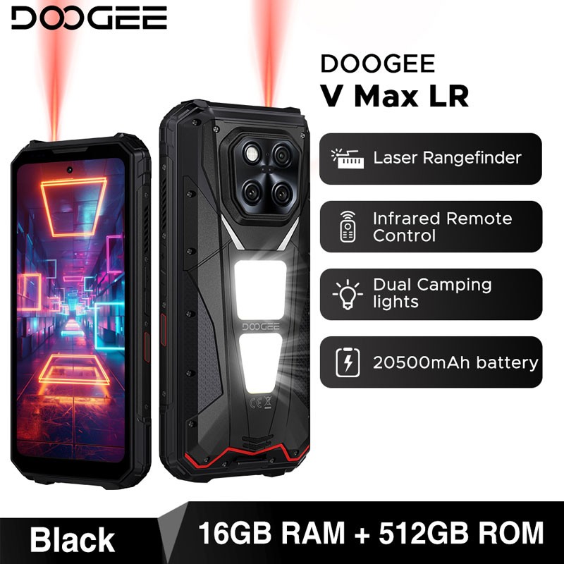 DOOGEE V Max LR 5G Rugged Phone Android 15 Mobile Waterproof Rangefinder Global