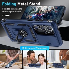Heavy Duty Blue Case for Samsung Galaxy S26 Ultra with Slide Camera Cover & Kick