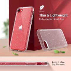 iPhone SE 2020/2022 Case, iPhone 8/7 Case Clear Glitter Soft TPU Cover 4.7 Inch
