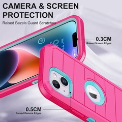 iPhone 14 Case (Rose/Light Green) – 3-Layer Military Grade Shockproof Protection