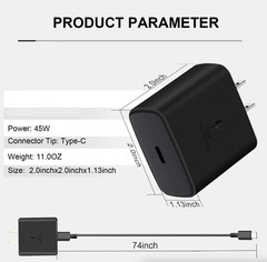 45W Wall Adapter Fast Power Charger 6FT Type-C Cord For Samsung Galaxy S23 S22 +