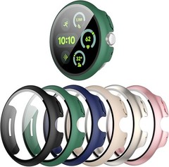 6+6 Pack Google Pixel Watch 3 45mm Screen Protector & Bumper Cover with Tempered