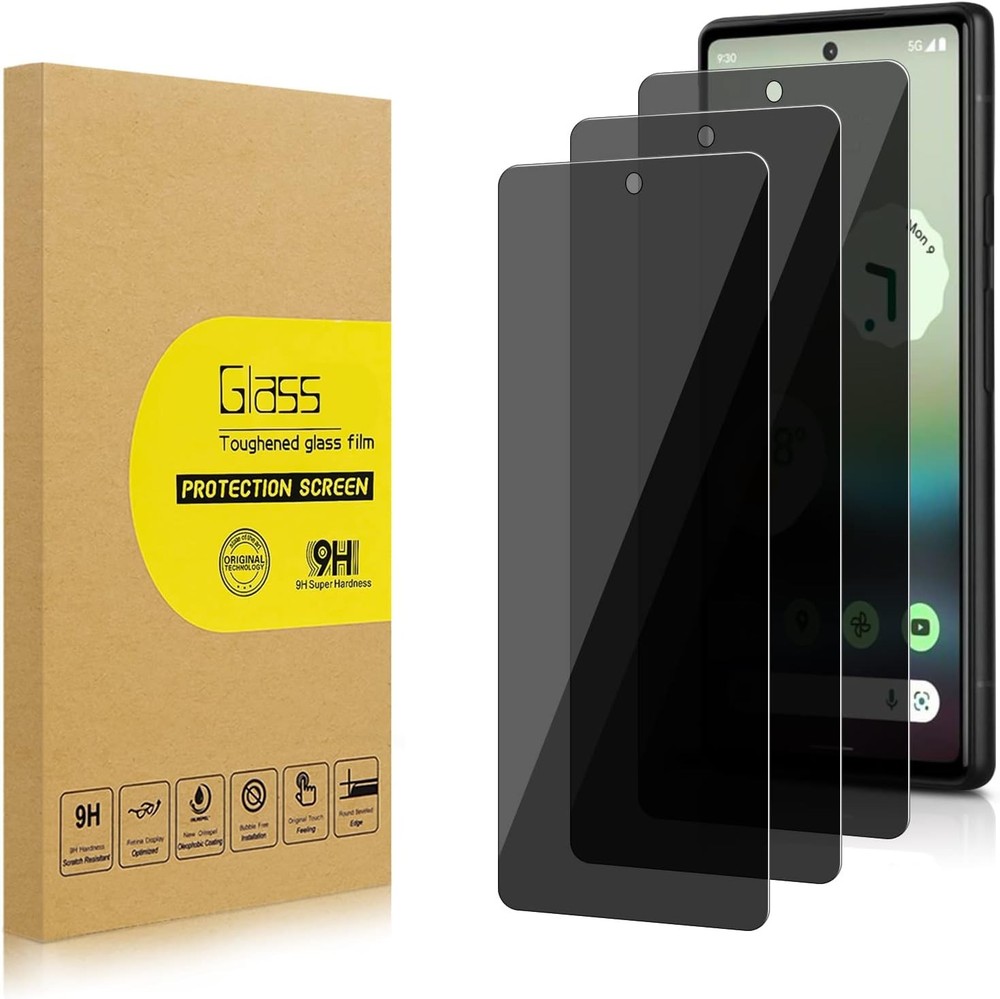 [3+0 PCS] Privacy Screen Protector for Google Pixel 6A 6.1 Inch Anti Spy Tempere