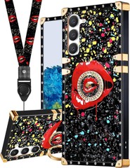 Samsung Galaxy A 14 5G Case for Women, Designer Square Luxury Cases,Ring Stand