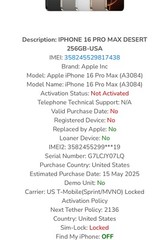 iPhone 16 Pro Max 256GB A3084 T-Mobile eSIM Brand New Company Sealed Box