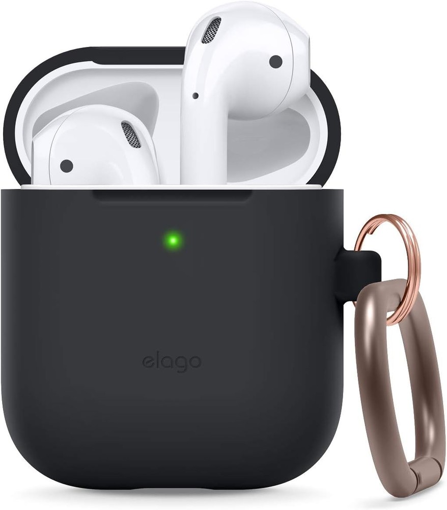 Silicone Case with Keychain for Apple AirPods Case 1 & 2, Front LED Visible