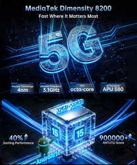 Tank X Rugged Smartphone 5G, IP68 Waterproof Android 15 Unlocked Mobile Cell Pho