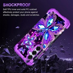 Three Layer Heavy Duty Shockproof Full Body Case for Galaxy S25, Glow in Dark
