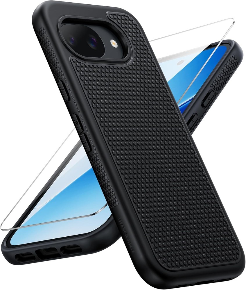 FNTCASE Matte Finish Black Shockproof Case for Google Pixel 10A – 14ft Drop Test