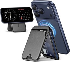 Magnetic Wallet for Phone Lightweight Magnetic Phone Pouch Stand Adjustable Leat