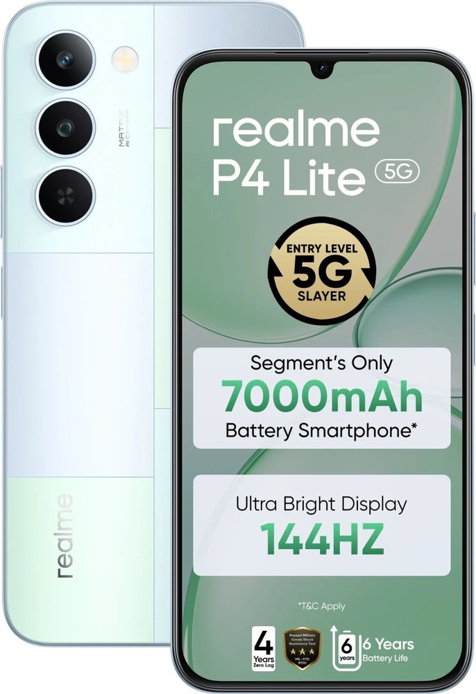 realme P4 Lite 5G (Green, 128 GB 4GB RAM) 6.8″ Dimensity 6300 Global Version